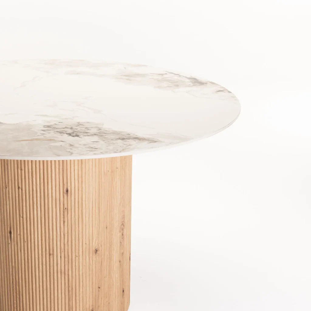 BELLE 120cm ROUND STONE TOP DINING TABLE