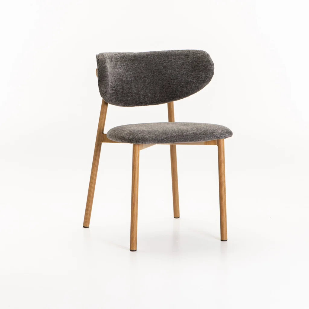 HOLLY FABRIC DINING CHAIR WITH NATURAL LEG