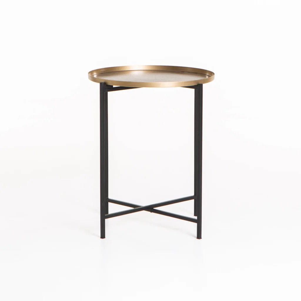 KAI 48cm ROUND SIDE TABLE - BRASS ANTIQUE