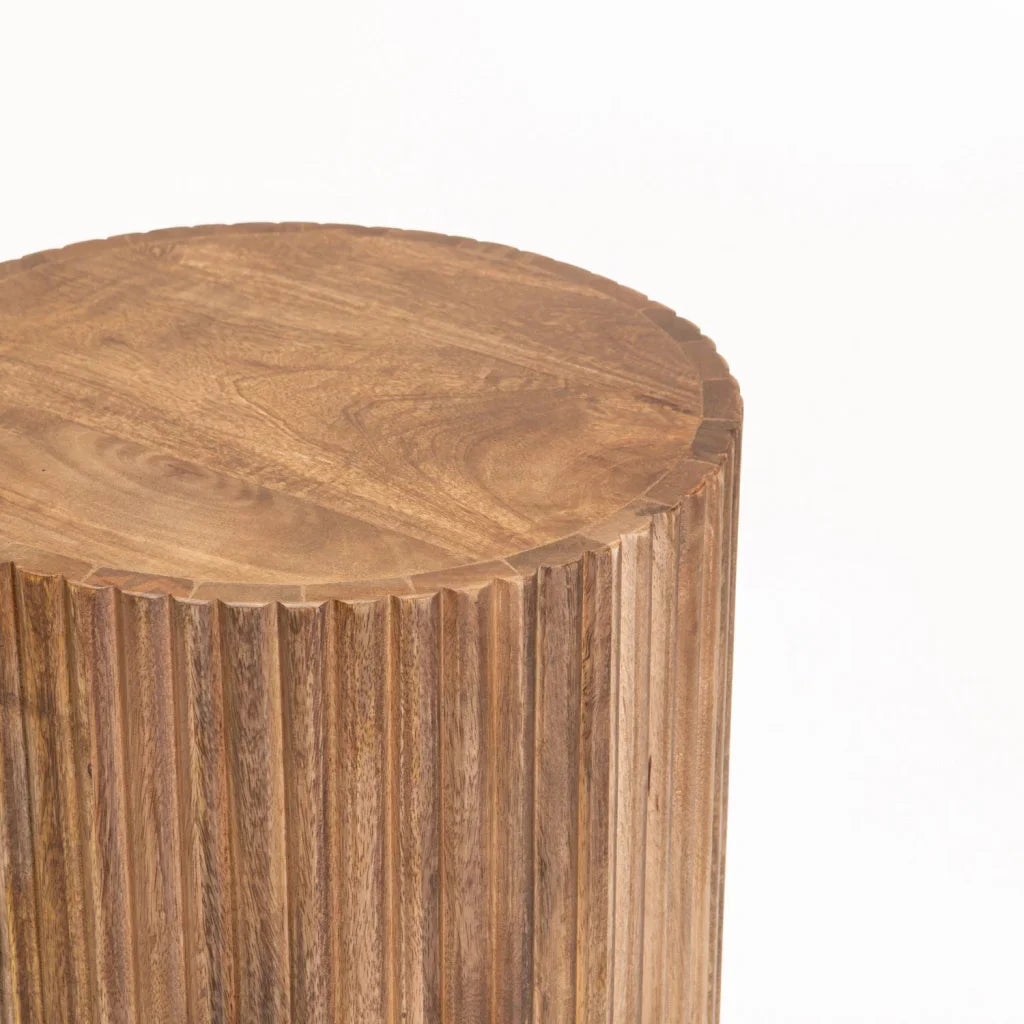 KAVI 35cm ROUND SOLID WOOD SIDE TABLE