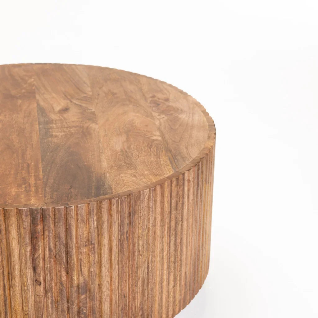 KAVI 70cm ROUND SOLID WOOD COFFEE TABLE