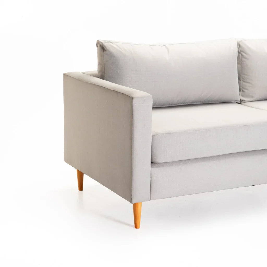 SANTINO FABRIC 3 SEATER - PLATINUM/NATURAL LEG