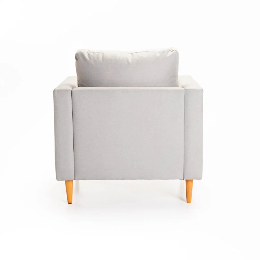 SANTINO FABRIC ARMCHAIR - PLATINUM/NATURAL LEG