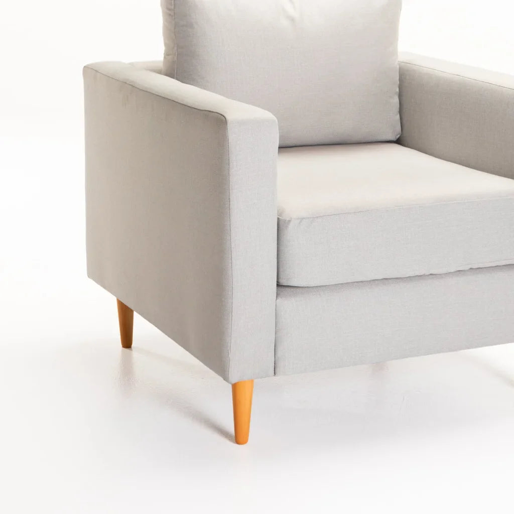 SANTINO FABRIC ARMCHAIR - PLATINUM/NATURAL LEG