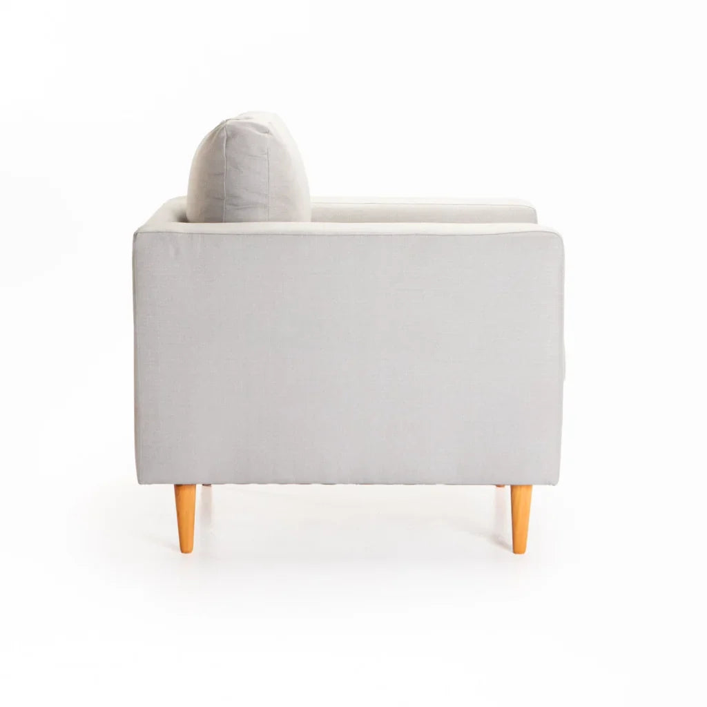 SANTINO FABRIC ARMCHAIR - PLATINUM/NATURAL LEG