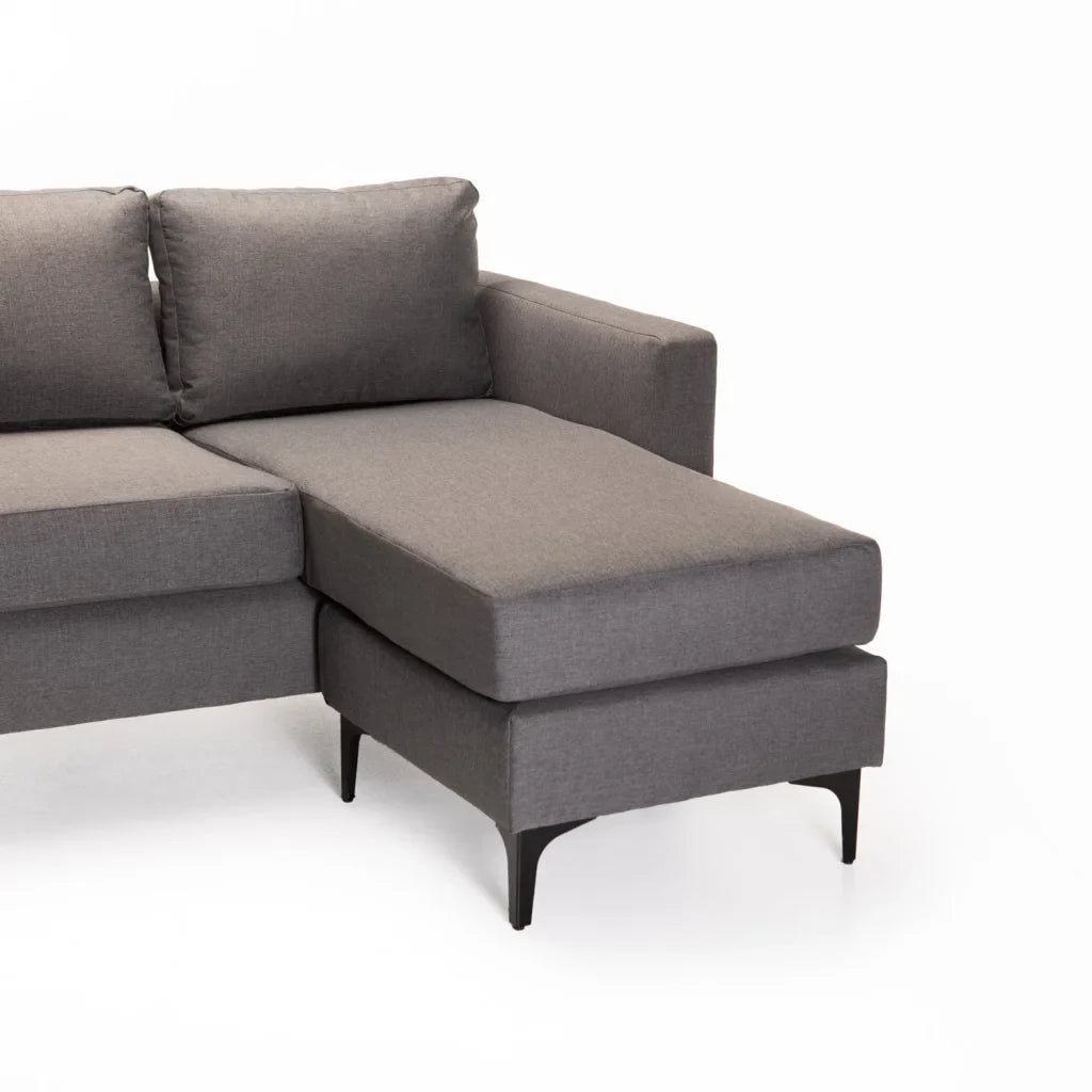 SANTINO FABRIC CORNER CHAISE - BLACK LEG