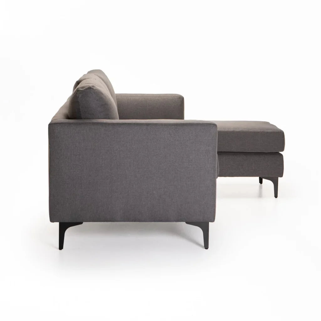 SANTINO FABRIC CORNER CHAISE - BLACK LEG