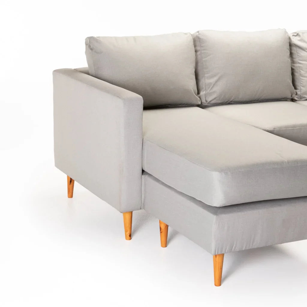 SANTINO FABRIC CORNER CHAISE - PLATINUM/NATURAL LEG