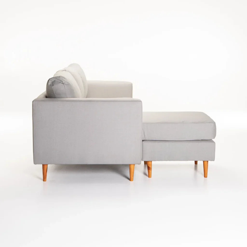 SANTINO FABRIC CORNER CHAISE - PLATINUM/NATURAL LEG