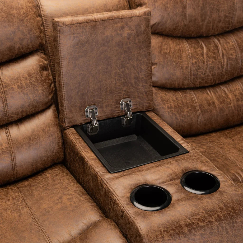 YAZ LUXURY FABRIC 2 SEATER CONSOLE RECLINER