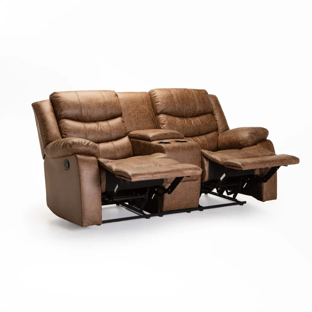 YAZ LUXURY FABRIC 2 SEATER CONSOLE RECLINER