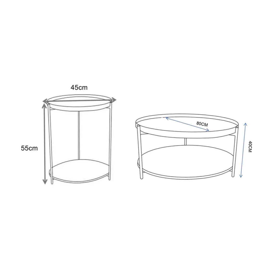 DAISY SIDE TABLE & COFFEE TABLE COMBO - Walnut