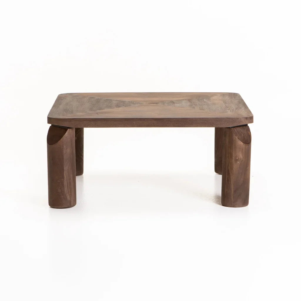 DEVA 80x80cm SOLID WOOD COFFEE TABLE-DARK BROWN