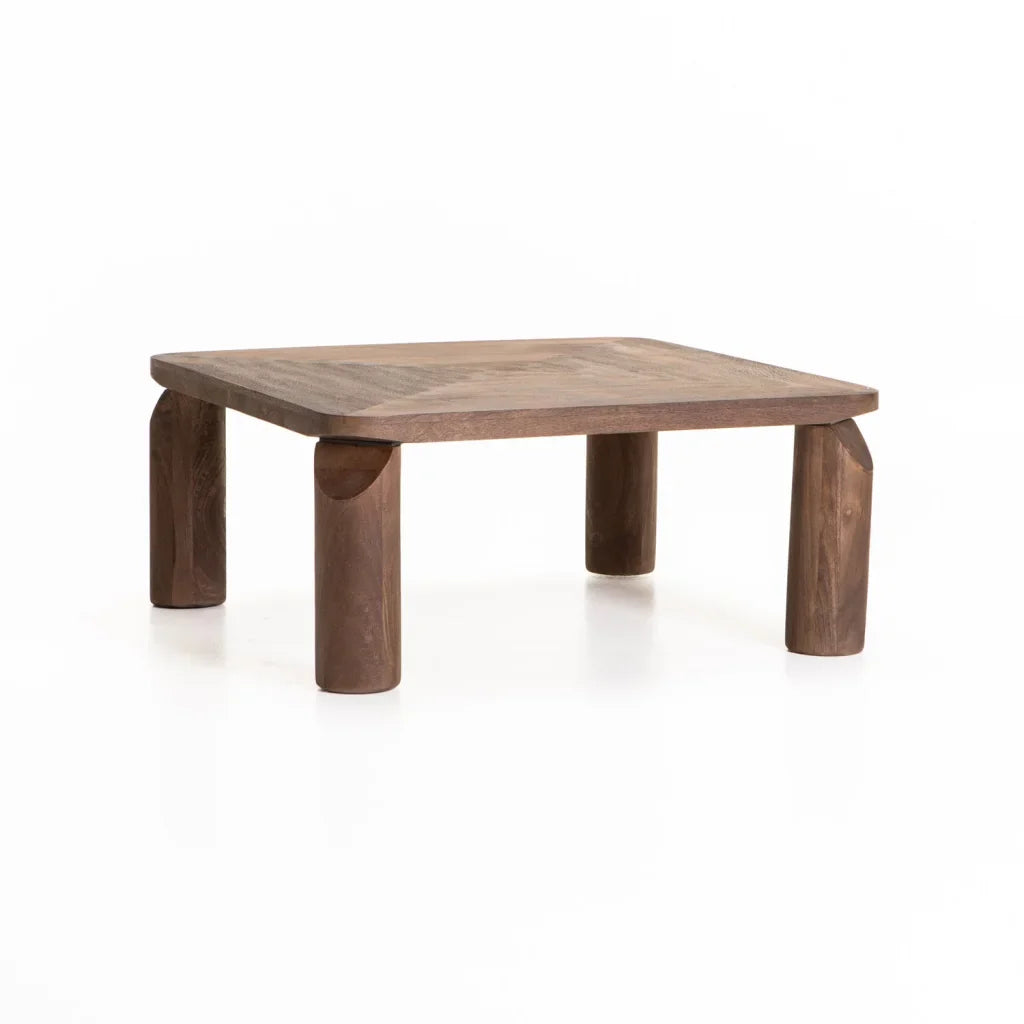 DEVA 80x80cm SOLID WOOD COFFEE TABLE-DARK BROWN