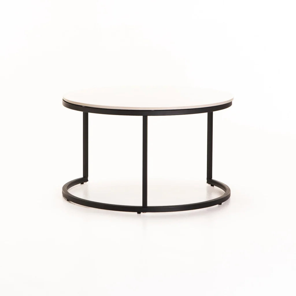 GIO SET OF 2 STONE TOP COFFEE TABLE - BLACK LEG