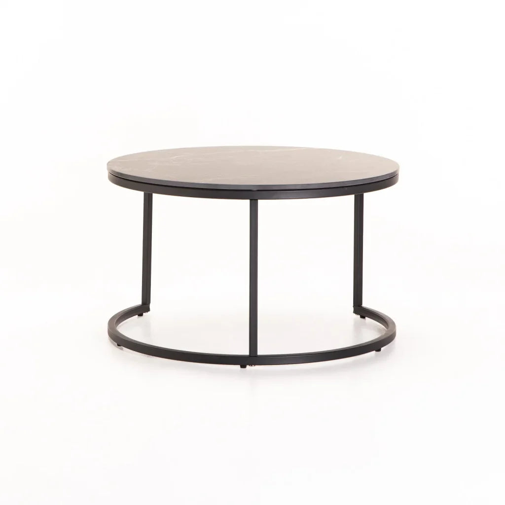 GIO SET OF 2 STONE TOP COFFEE TABLE - BLACK LEG