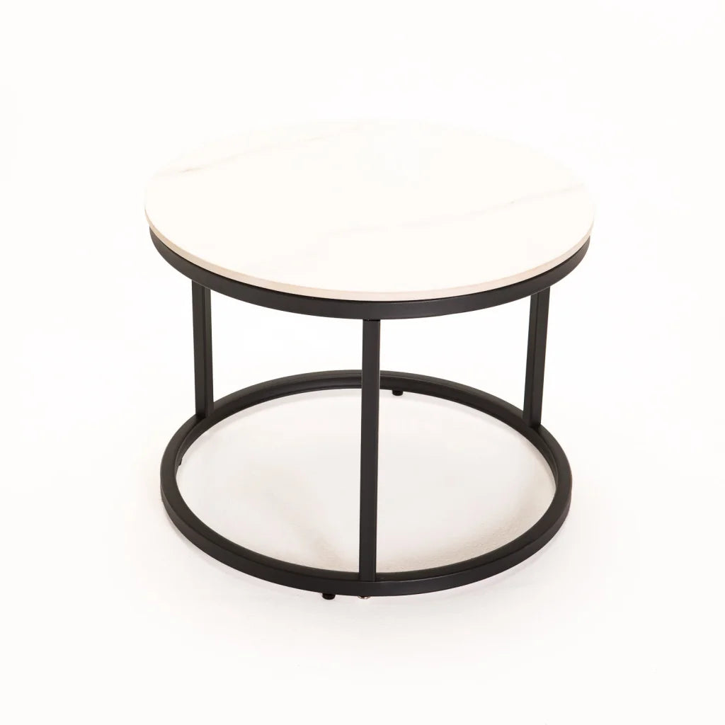 GIO SET OF 2 STONE TOP COFFEE TABLE - BLACK LEG