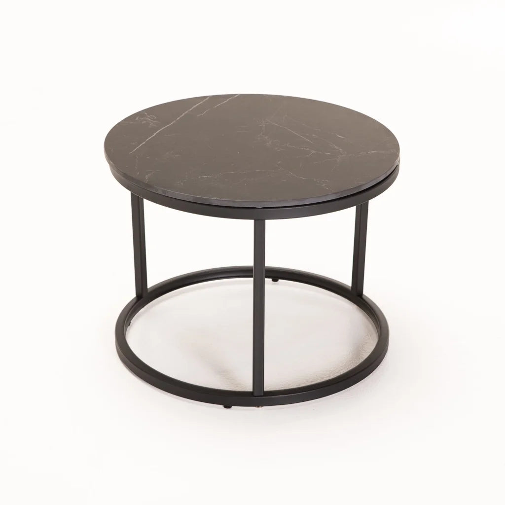 GIO SET OF 2 STONE TOP COFFEE TABLE - BLACK LEG