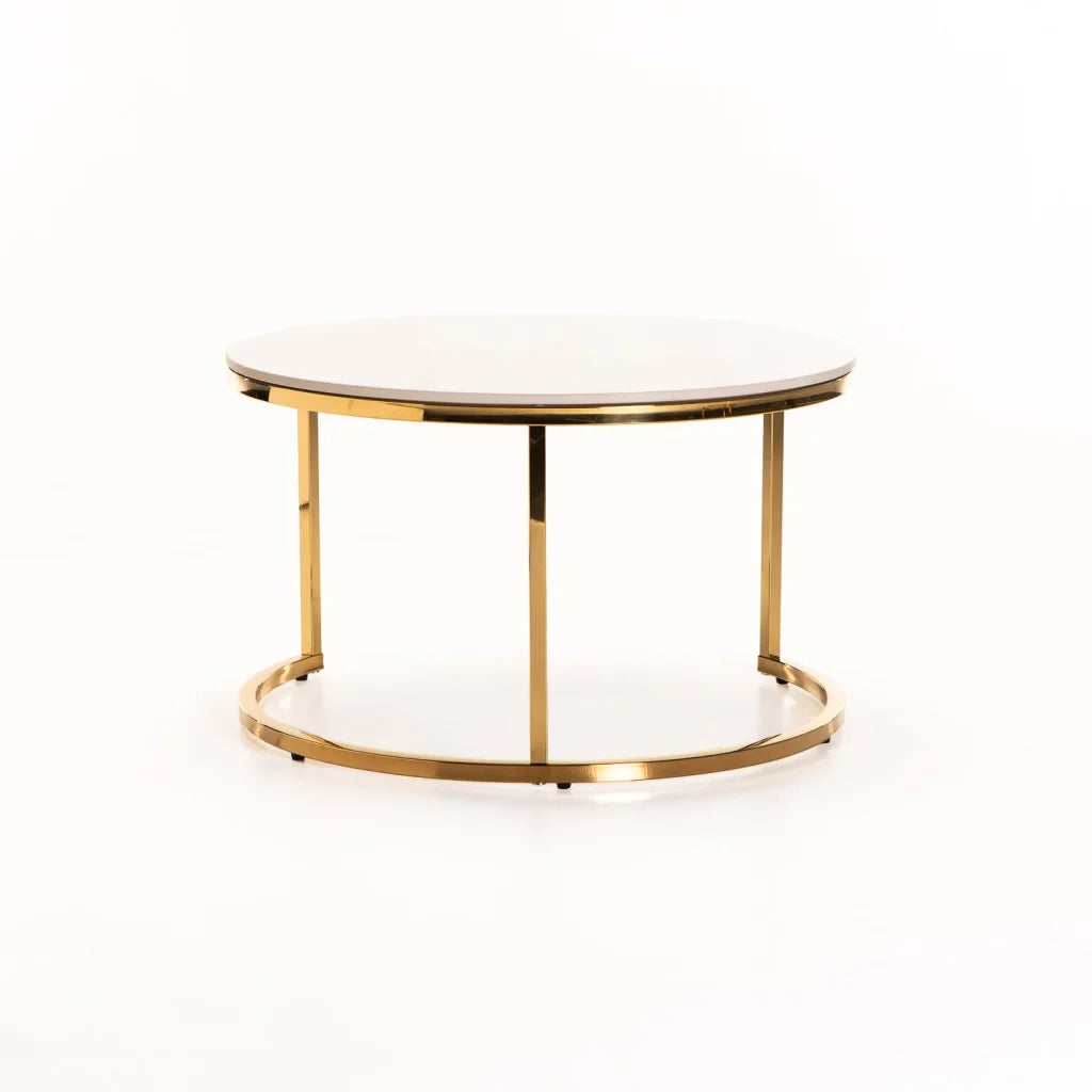 GIO SET OF 2 STONE TOP COFFEE TABLE - GOLD LEG