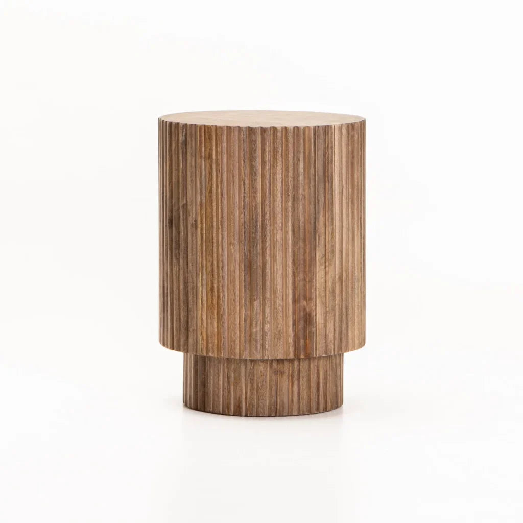 KAVI 35cm ROUND SOLID WOOD SIDE TABLE