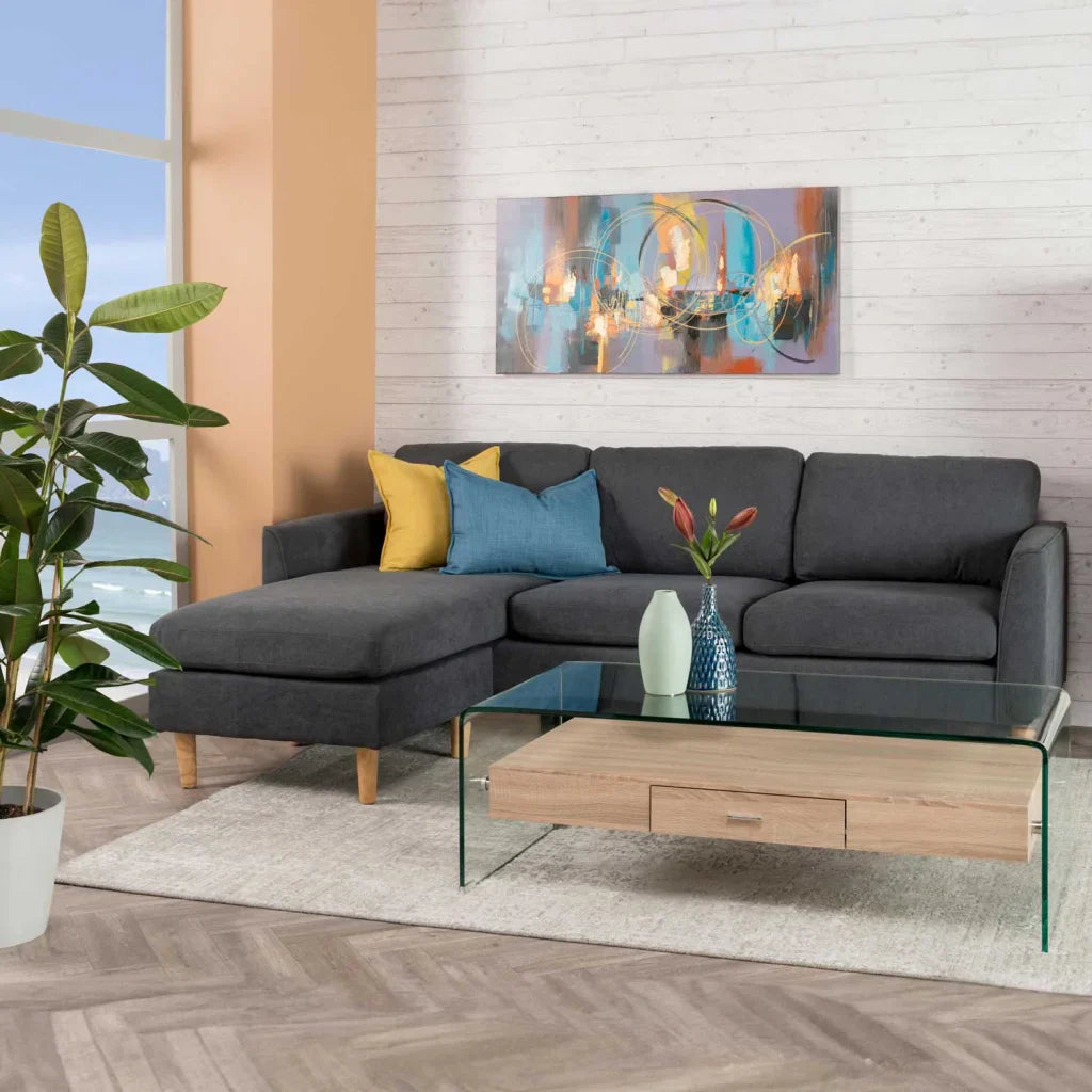 IVY 120x60cm 12MM TEMPERED GLASS COFFEE TABLE WITH DRAWER