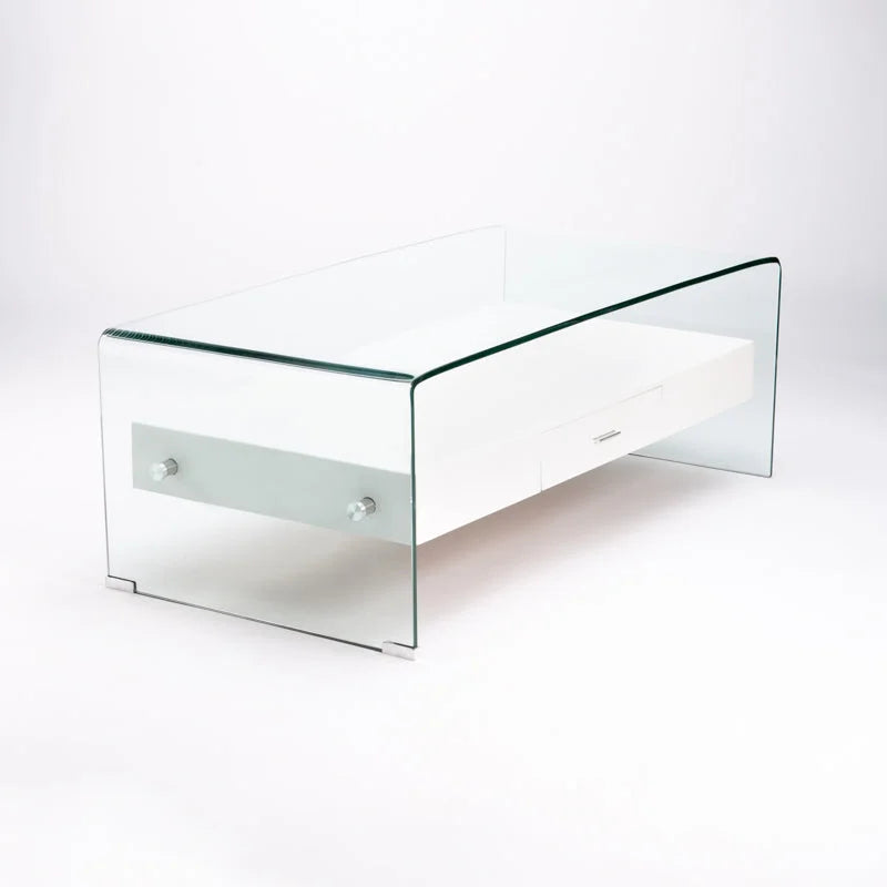 IVY 120x60cm 12MM TEMPERED GLASS COFFEE TABLE WITH DRAWER