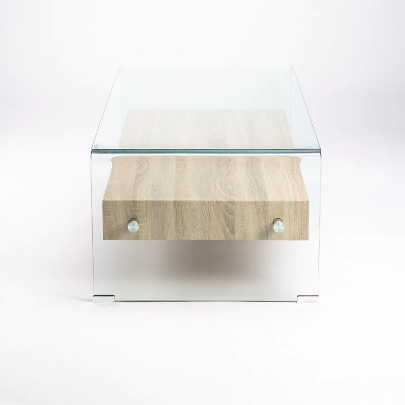 IVY 120x60cm 12MM TEMPERED GLASS COFFEE TABLE WITH DRAWER