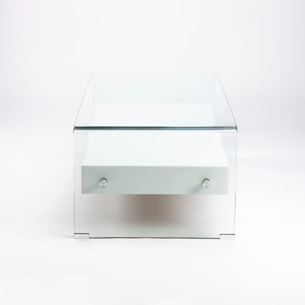 IVY 120x60cm 12MM TEMPERED GLASS COFFEE TABLE WITH DRAWER