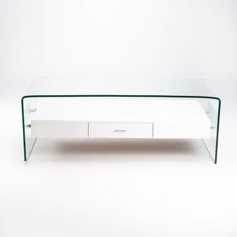 IVY 120x60cm 12MM TEMPERED GLASS COFFEE TABLE WITH DRAWER