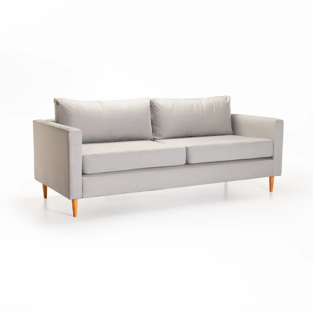 SANTINO FABRIC 3 SEATER - PLATINUM/NATURAL LEG