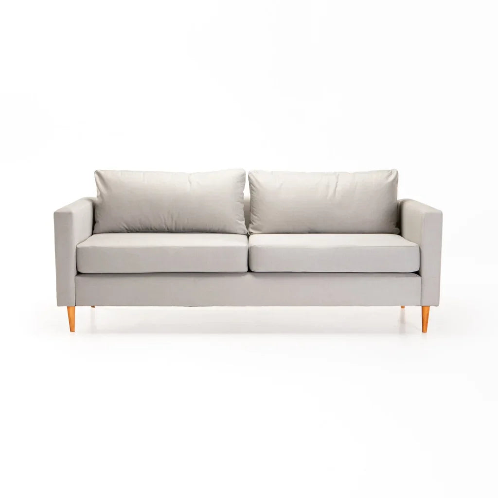 SANTINO FABRIC 3 SEATER - PLATINUM/NATURAL LEG