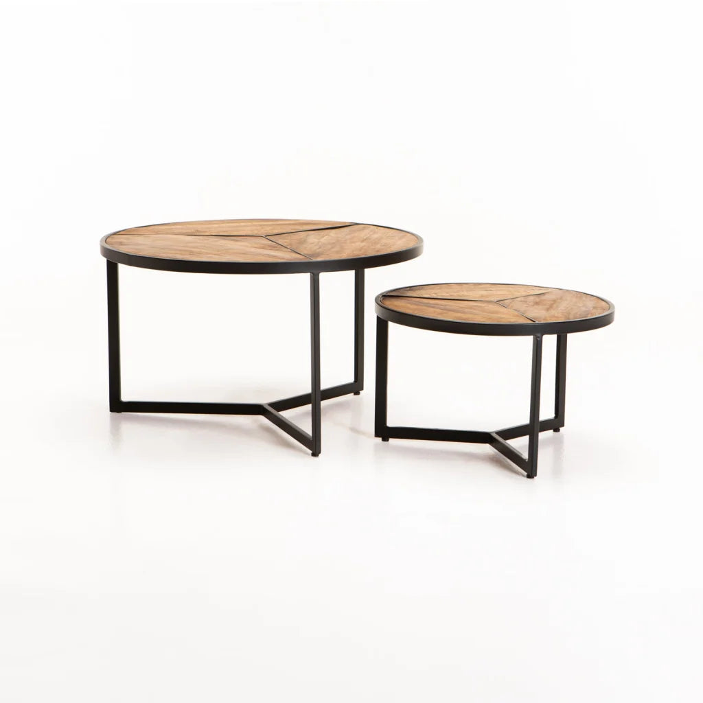 VEA SET OF 2 70/50cm SOLID WOOD COFFEE TABLE