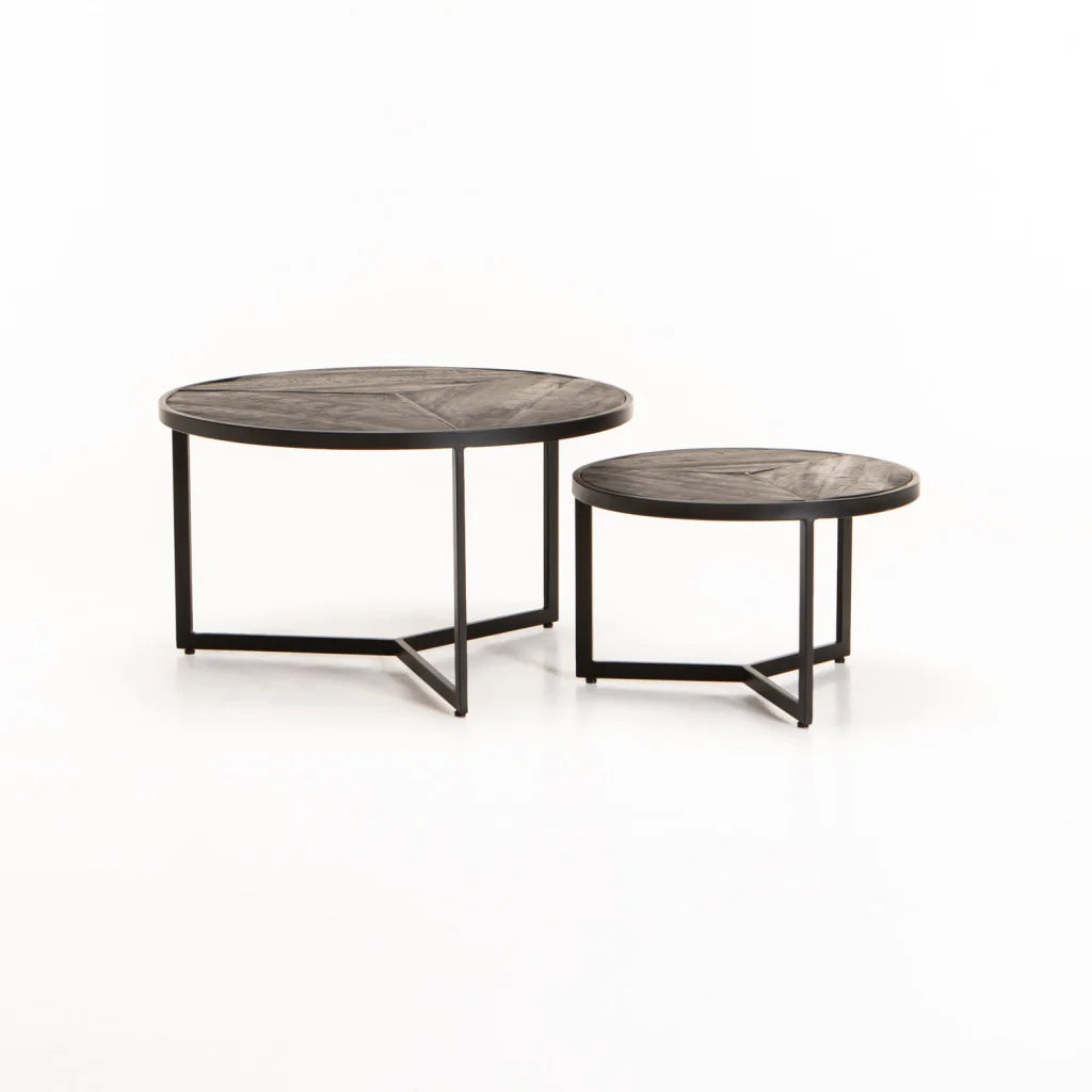 VEA SET OF 2 70/50cm SOLID WOOD COFFEE TABLE