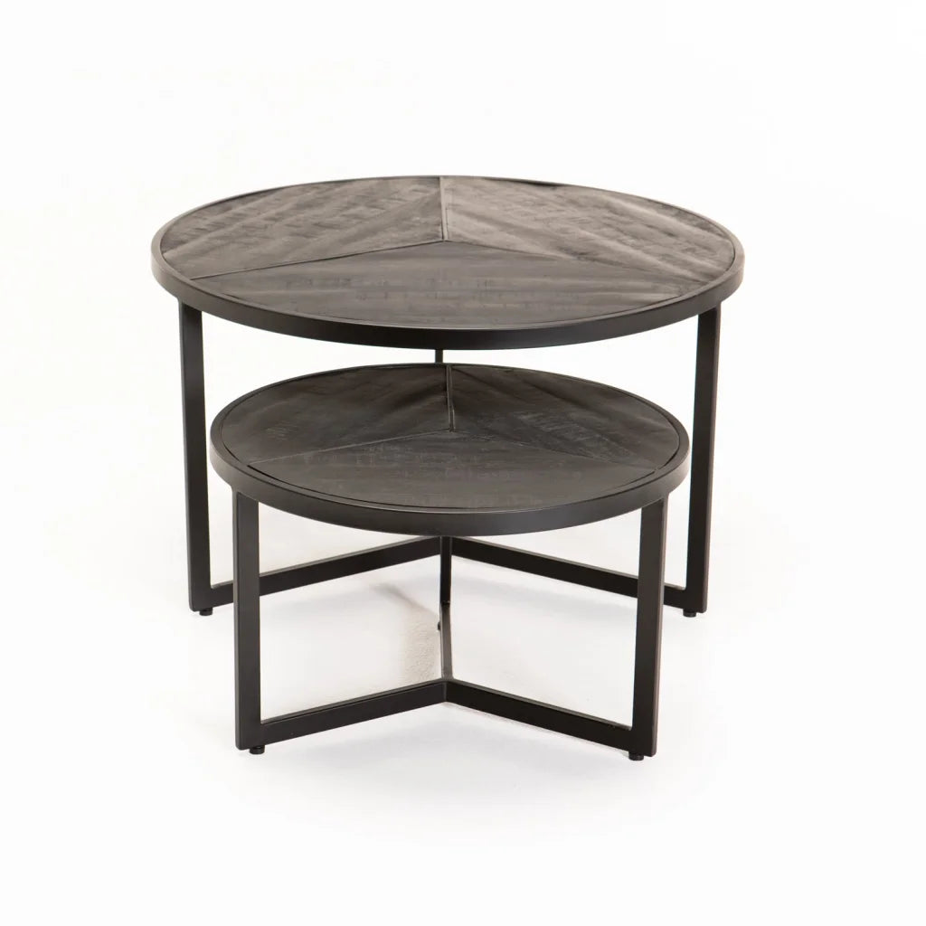 VEA SET OF 2 70/50cm SOLID WOOD COFFEE TABLE