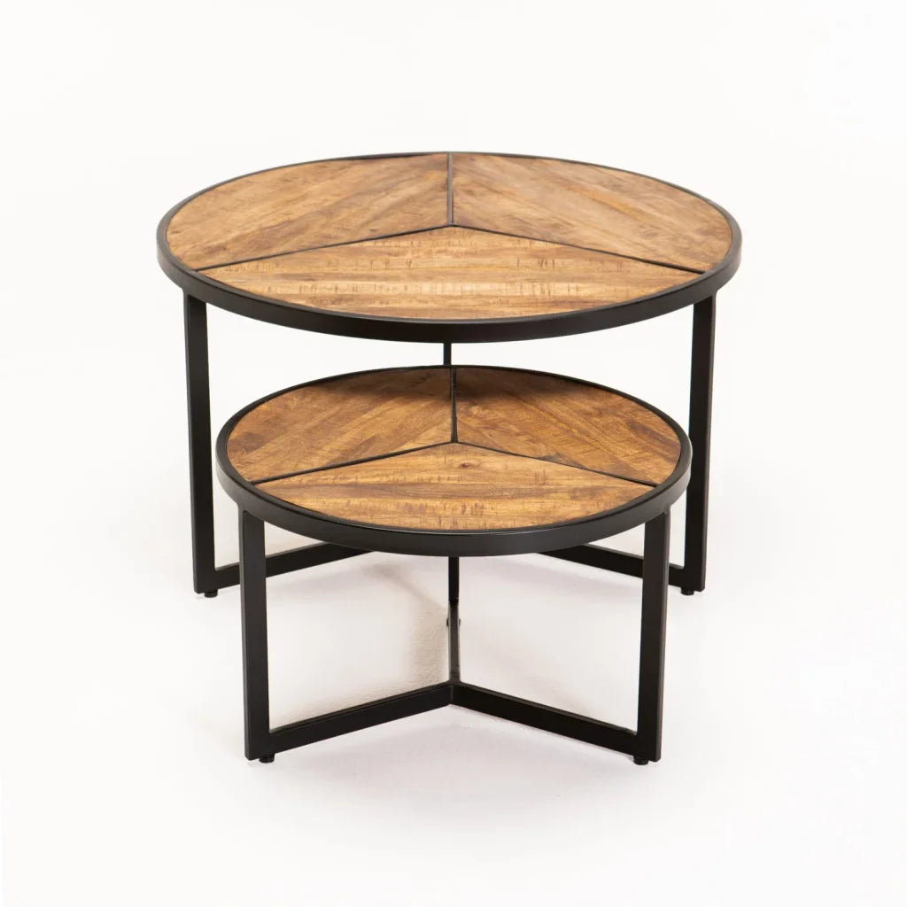 VEA SET OF 2 70/50cm SOLID WOOD COFFEE TABLE