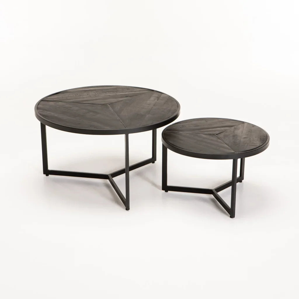 VEA SET OF 2 70/50cm SOLID WOOD COFFEE TABLE
