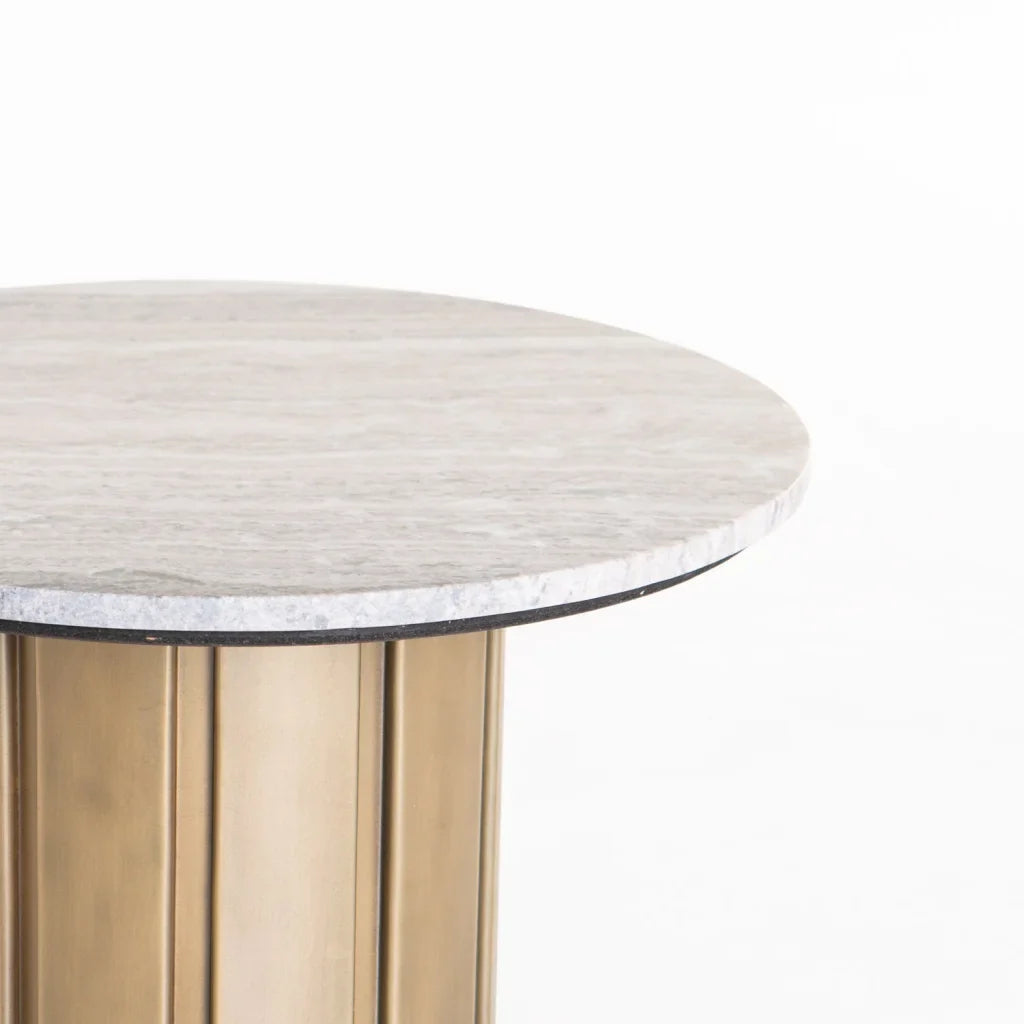 VIN 60cm ROUND STONE TOP COFFEE TABLE 39CM H