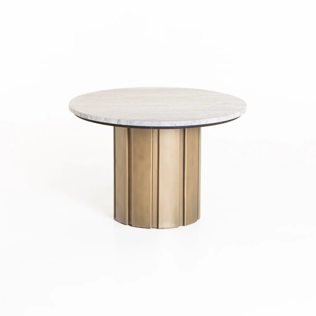 VIN 60cm ROUND STONE TOP COFFEE TABLE 39CM H