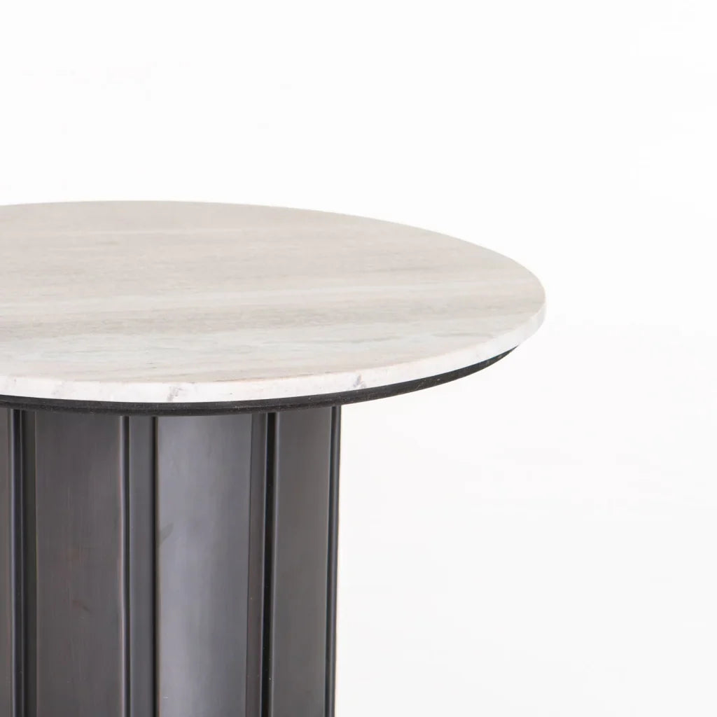 VIN 60cm ROUND STONE TOP COFFEE TABLE 39CM H
