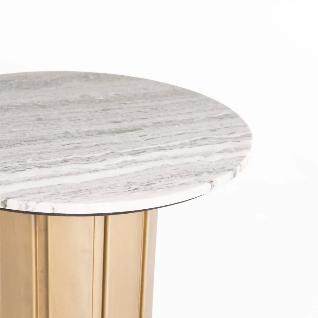 VIN 60cm ROUND STONE TOP COFFEE TABLE 43cm H