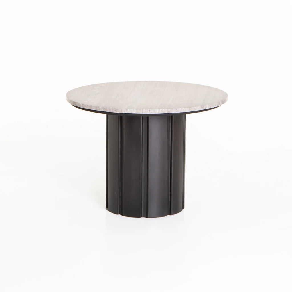VIN 60cm ROUND STONE TOP COFFEE TABLE 43cm H