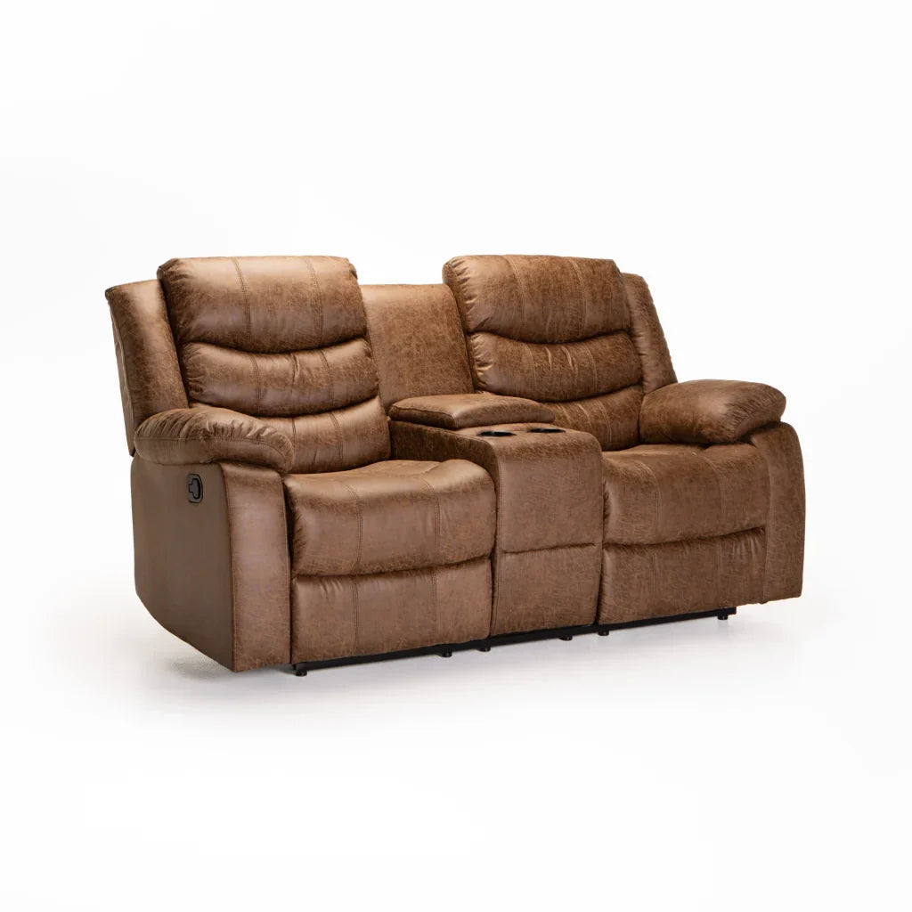 YAZ LUXURY FABRIC 2 SEATER CONSOLE RECLINER